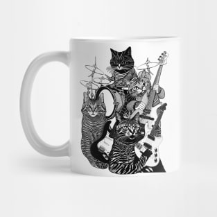 ROCK N ROLL CATS (Guitars, Bass, Drums) Cat Rock Band Mug